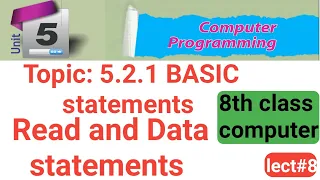 Read and data statements how to use Read and data statements 8th class computer 2020