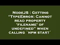 NodeJS Getting TypeError Cannot read property filename of undefined when calling npm start