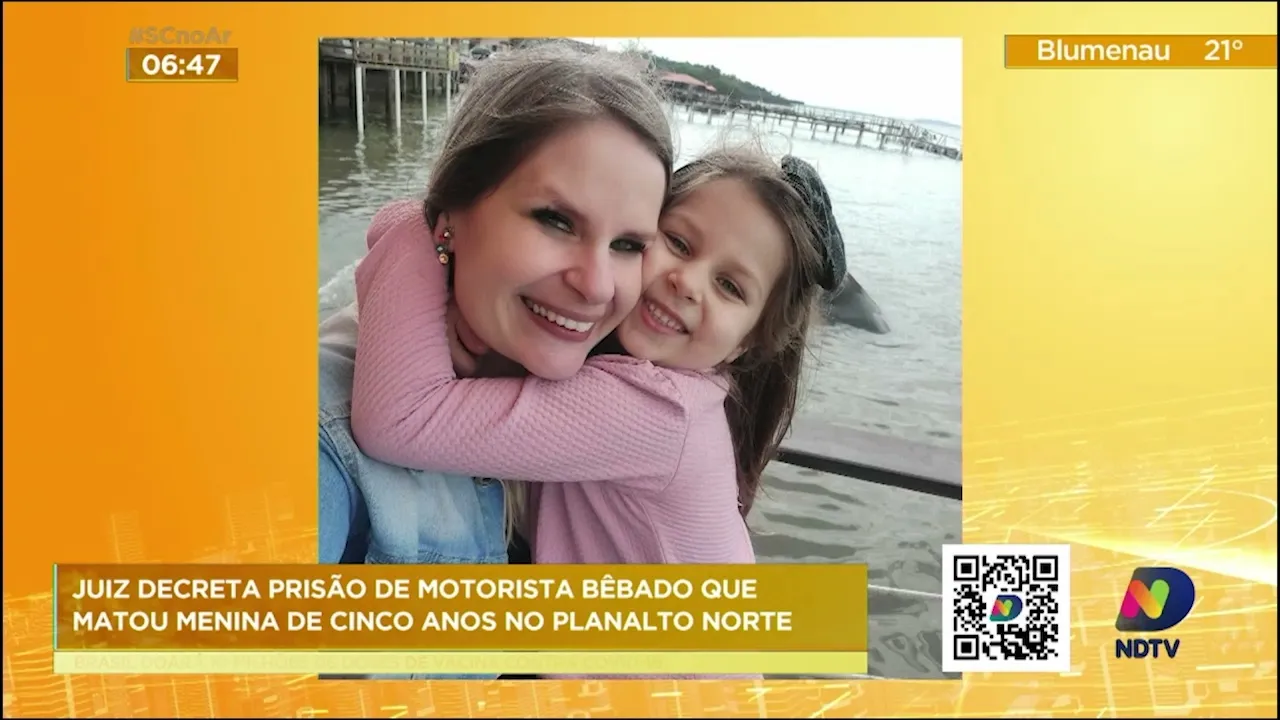 Juiz decreta prisão de motorista bêbado que matou menina de cinco anos no planalto norte