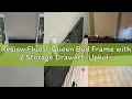Review Fluest Queen Bed Frame with 2 Storage Drawers Upholstered Headboard Button Tufted Bed Frame