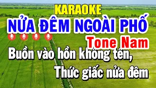 Karaoke Nửa Đêm Ngoài Phố Tone Nam ( A#m ) Nhạc Sống | Trọng Hiếu Beat
