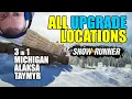 Snowrunner All upgrade locations in all regions - Michigan Alaska Taymyr