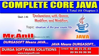 Core Java Declarations with Access Modifiers and Modifiers structure of the java source file