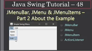 JMenuBar JMenu and JMenuItems Part 2 Example Swing Tutorials