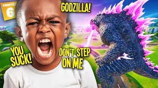 TROLLING Angry Kid w/ *NEW* "GODZILLA BOSS" on Fortnite (Fortnite Trolling)