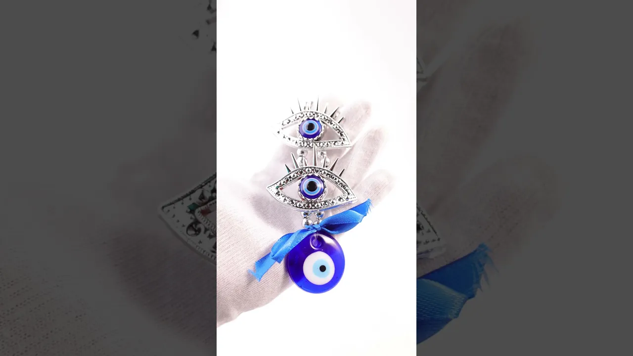 2 Eyelash with Evil Eye Hanging for Protection & Positivity