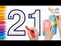 Learning Numbers Activity While Listening to Children Song Count to 21 by Stacking Blocks OnebyOne