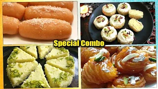 जन्माष्टमी स्पेशल 4 मिठाइयाँ | पनीर फ्लावर, लांगचा/चमचम, सुरती घारी & Instant कलाकंद Festive Special