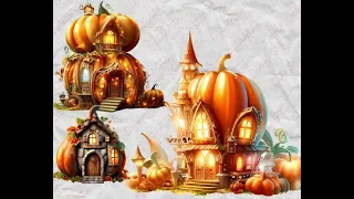 33 Pumpkin House Clipart Set - Fantasy Magical Enchanted Mystical