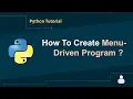 Python Tutorial in Hindi Menu Driven Program in Python Making Menu in Python