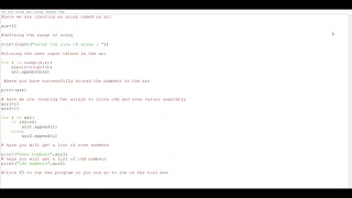 Python code to find Even Odd In an Array