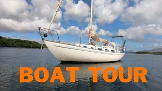 Boat tour of our home a Rival 34, cheap blue water cruiser