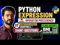 Python Expressions Operator Precedence Short Questions Class 11 CS Chapter 2