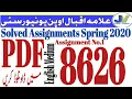 AIOU 8626 solve assignment spring 2020 Free pdf download By Joher s