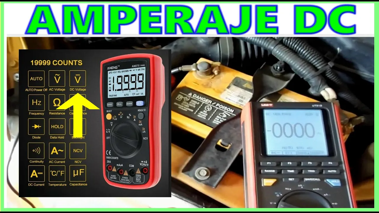 Como medir amperaje DC en el auto
