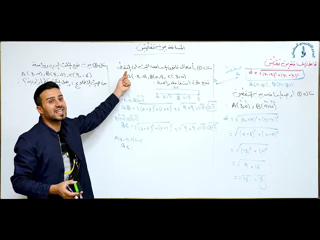 ⁣مادة الرياضيات للصف الثالث المتوسط : المسافة بين نقطتين