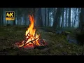 Download Lagu 4K 📺 Campfire in foggy Forest by the River 🔥 100% Authentic Sounds