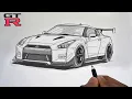 Nissan GT-R Car Drawing Easy Tutorial