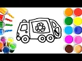 How To Draw cute recycling truck Drawing Painting Coloring For Kids and Toddlers - Child Art
