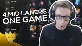 TSM Bjergsen - 4 MID LANERS ONE TEAM ft. Pobelter, Hai & Ryu - League of Legends Stream Highlights