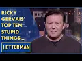 Download Lagu Ricky Gervais' Top Ten Stupid Things Americans Say To Brits | Letterman