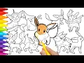 Draw Pokemon Eevee and 8 Evolutions Espeon Umbreon Vaporeon Drawing and Coloring Pages