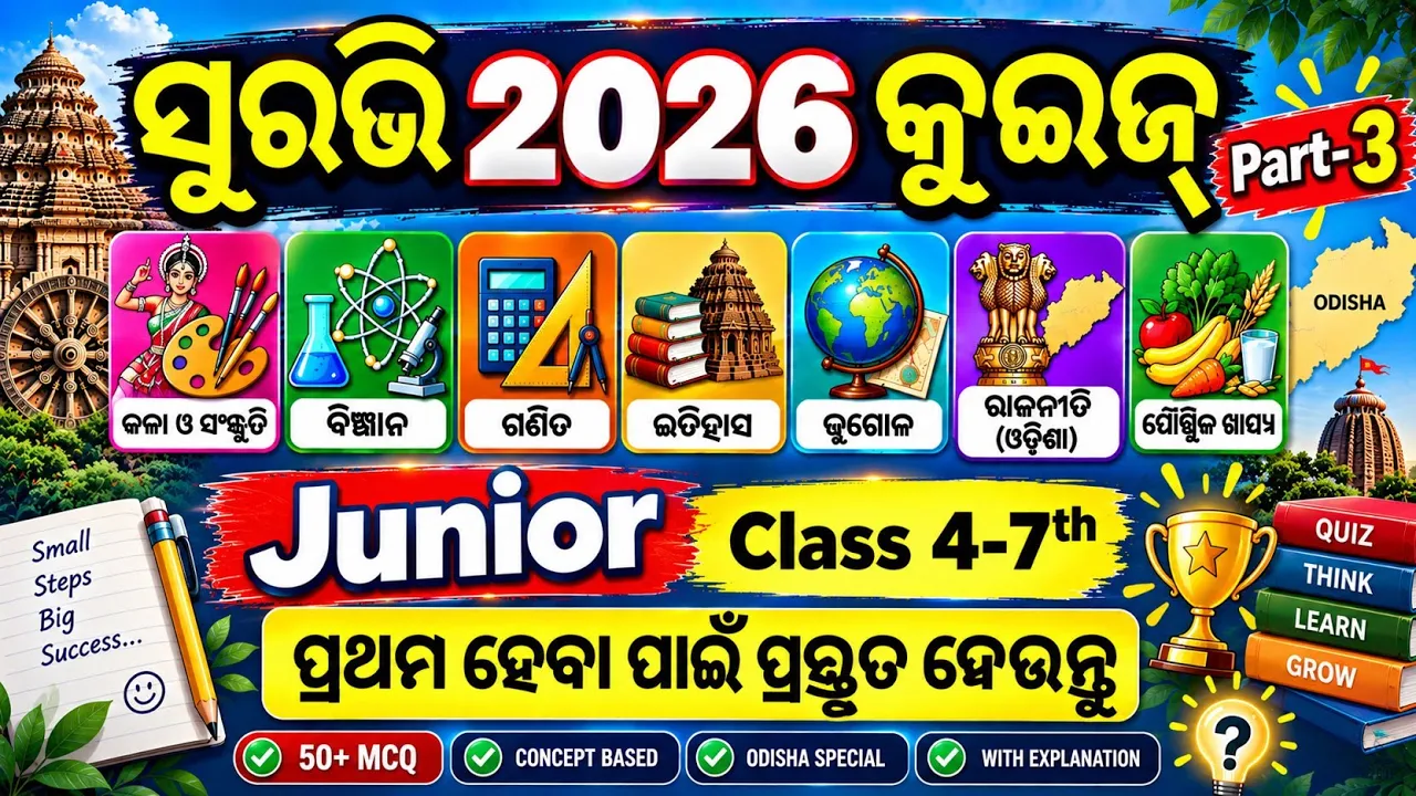 Surabhi 2026 Quiz junior | Suravi 2026 Quiz junior | Odishara Kala O Sanskruti Quiz For Surabhi 2026