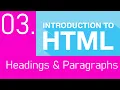 Introduction to HTML Headings and Paragraphs
