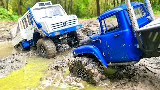Mercedes Unimog STUCK in Deep Mud! 😱 ZIL Heavy Winch Rescue on RC Trucks
