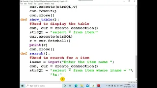 Python-MySQL connectivity Menu driven program - 2 Part 3 of 4