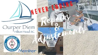 Sailboat deck flooring and bilge pump repair on our Catalina 22