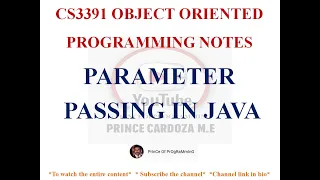 PARAMETER PASSING IN JAVA NOTES CS3391 OBJECT ORIENTED PROGRAMMING NOTES 2021 REGULATION CSE