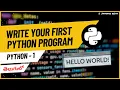 Write your First Python Program Hello world working of print in Telugu Python tutorial - 1