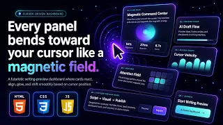 Cursor-Driven Dashboard UI Using HTML CSS JavaScript Magnetic Panel Effect