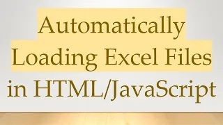 Automatically Loading Excel Files in