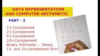 Data Representation Signed Numbers 1s complement 2s complement Binary Addition and Subtraction