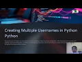 Creating Multiple Usernames Problem Solving using Python SNS Institutions