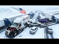 Chaos in Wyoming USA Massive Snowstorm Triggers Multi Vehicle Pileup on Interstate 80