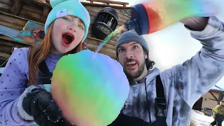 RAiNBOW SNOW CONES with ADLEY Building an igloo and Sledding with Niko Navey at pirate island