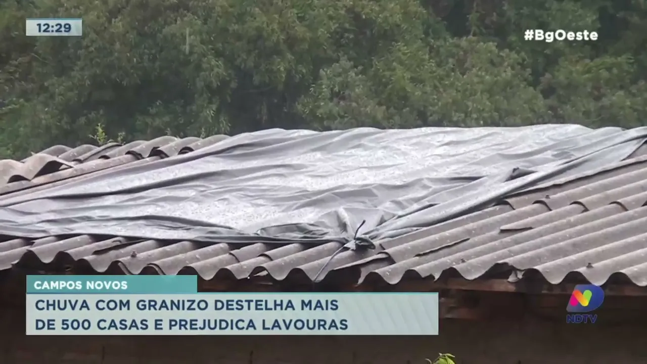 Chuva com granizo destelha mais de 500 casas e prejudica lavouras