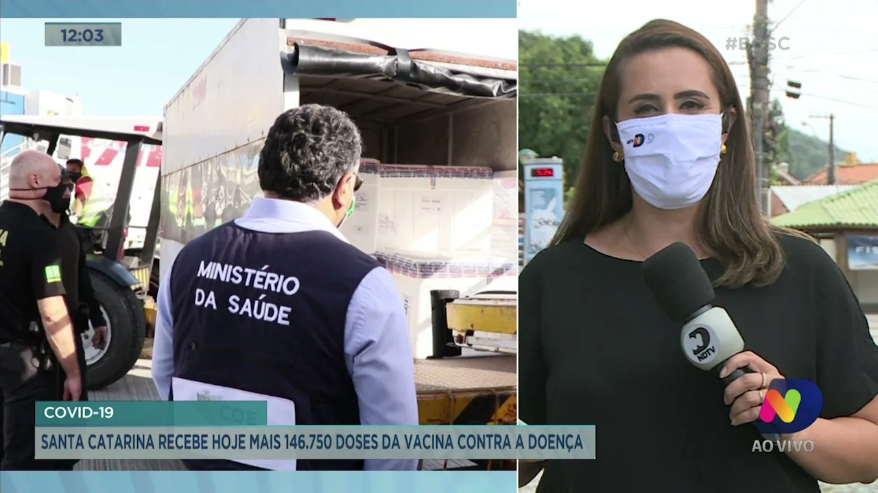 Covid-19: Santa Catarina recebe hoje mais 146.750 doses da vacina contra a doença