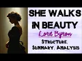 Download Lagu She Walks in Beauty van Lord Byron | Structuur, samenvatting, analyse