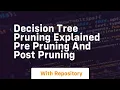decision tree pruning explained pre pruning and post pruning