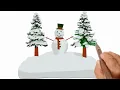 Snowman and Trees Drawing Snowman Coloring Book