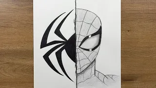 How to Draw Spider-Man Half Face | Easy Step-by-Step Drawing Tutorial