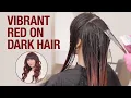 How to Do Wet Balayage Technique Vibrant Red on Dark Hair Tutorial Kenra Color