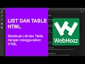 Belajar HTML CSS Membuat List dan Tabel dengan HTML