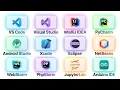 Every IDE Explained in 8 Minutes VS Code Visual Studio IntelliJ IDEA PyCharm Android Studio