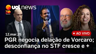 PGR negocia delação premiada com Vorcaro; STF bate recorde de desconfiança; Irã ataca Israel e mais