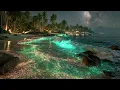 ASMR Glowing Ocean Waves & Relaxing Music For Deep Sleep And Stress Relief Under The Starry Sky